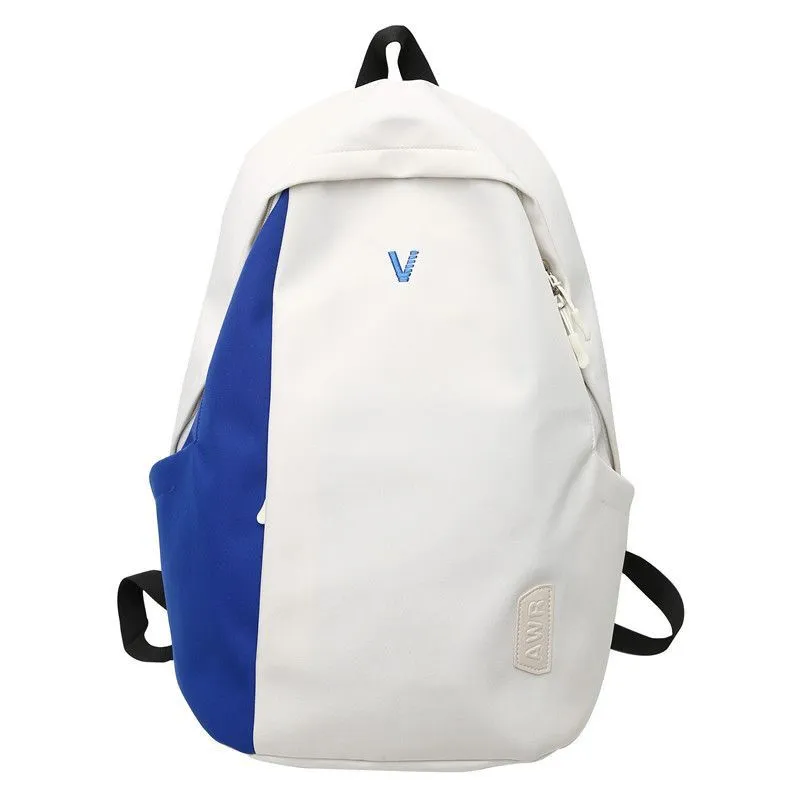 White & Blue Nylon Backpack