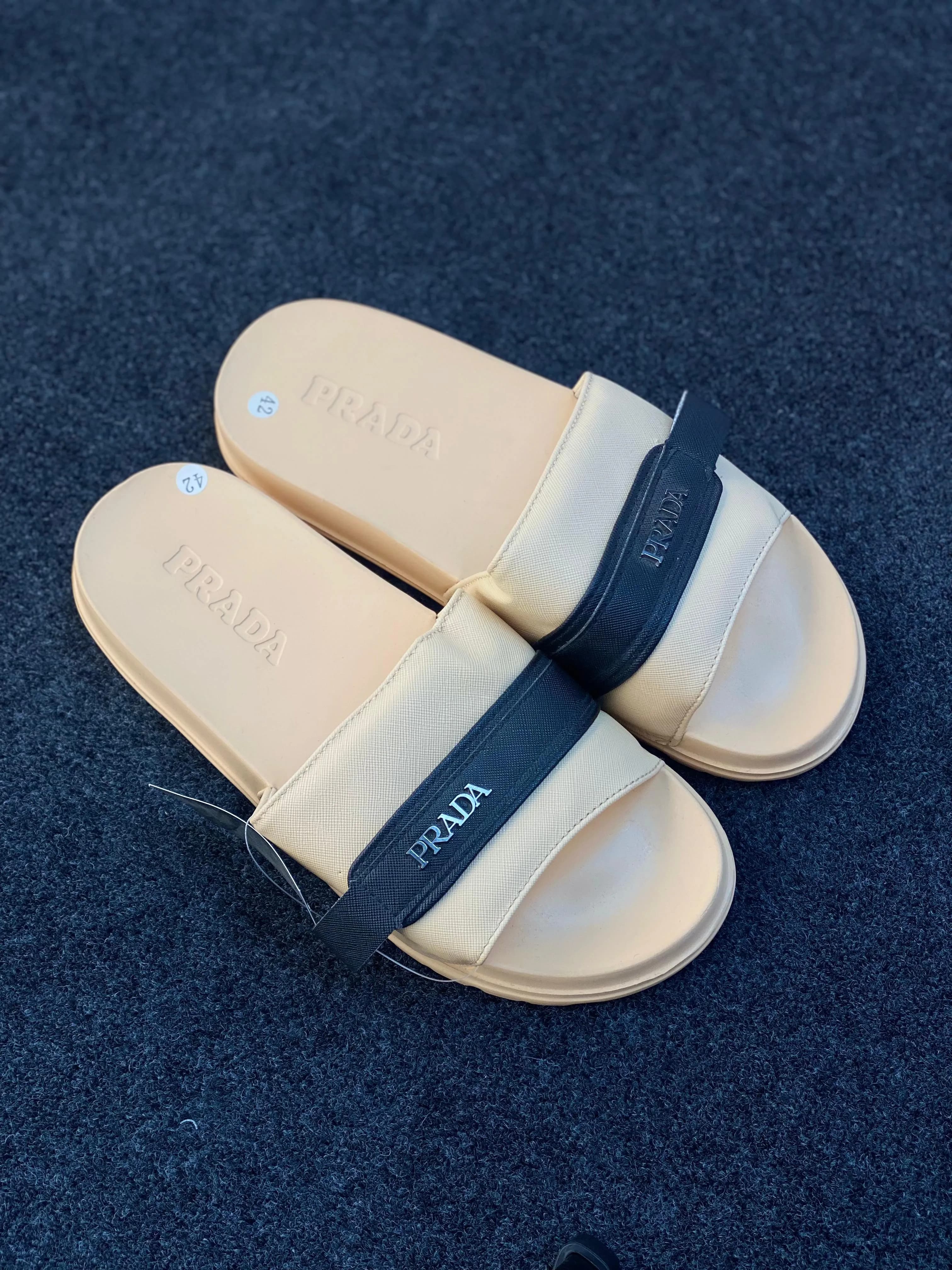 Prada Slide Sandals  Beige