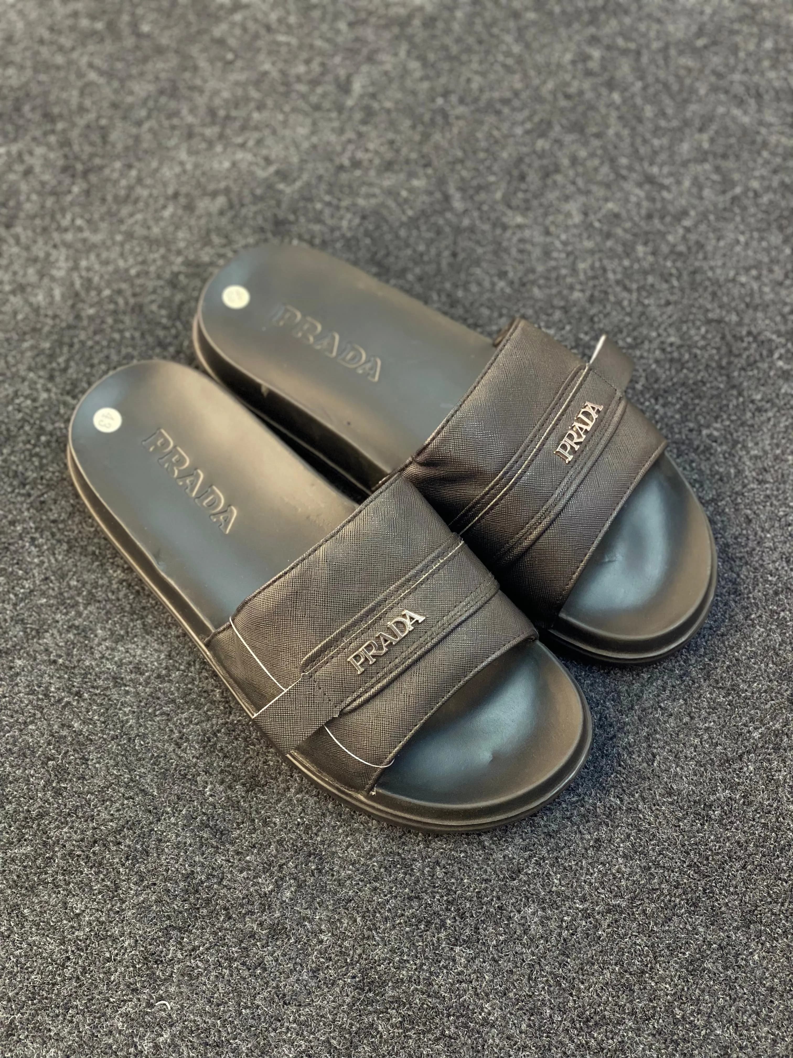 Prada Fabric Slide Sandals Black