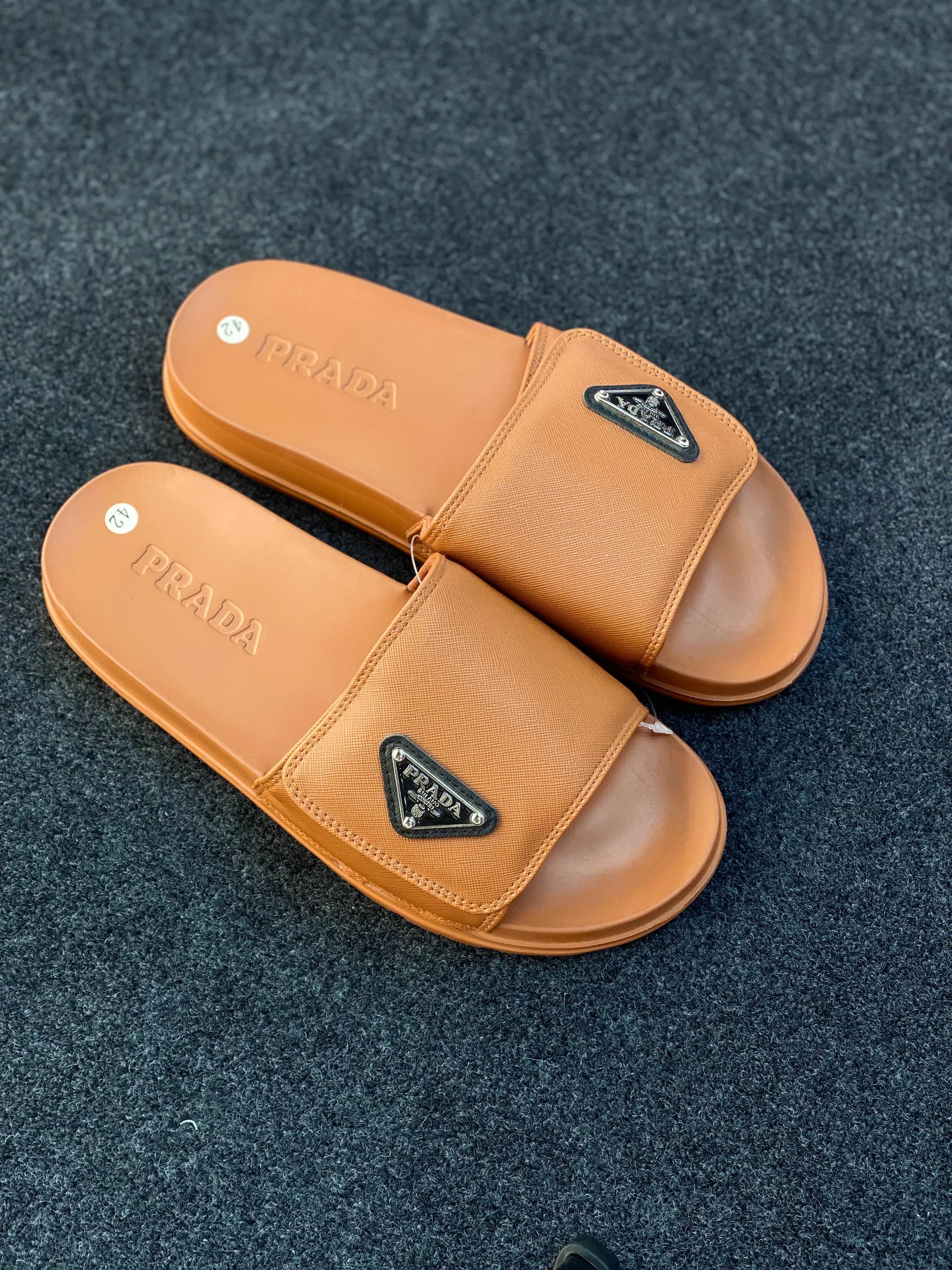 Prada Saffiano Leather Slide Sandals