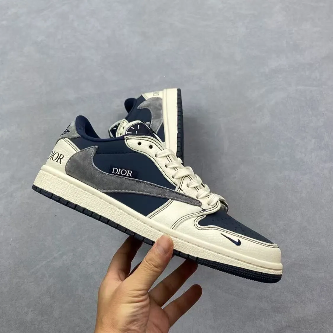 Dior x Travis Scott x Air Jordan 1 Low "Grey Navy White