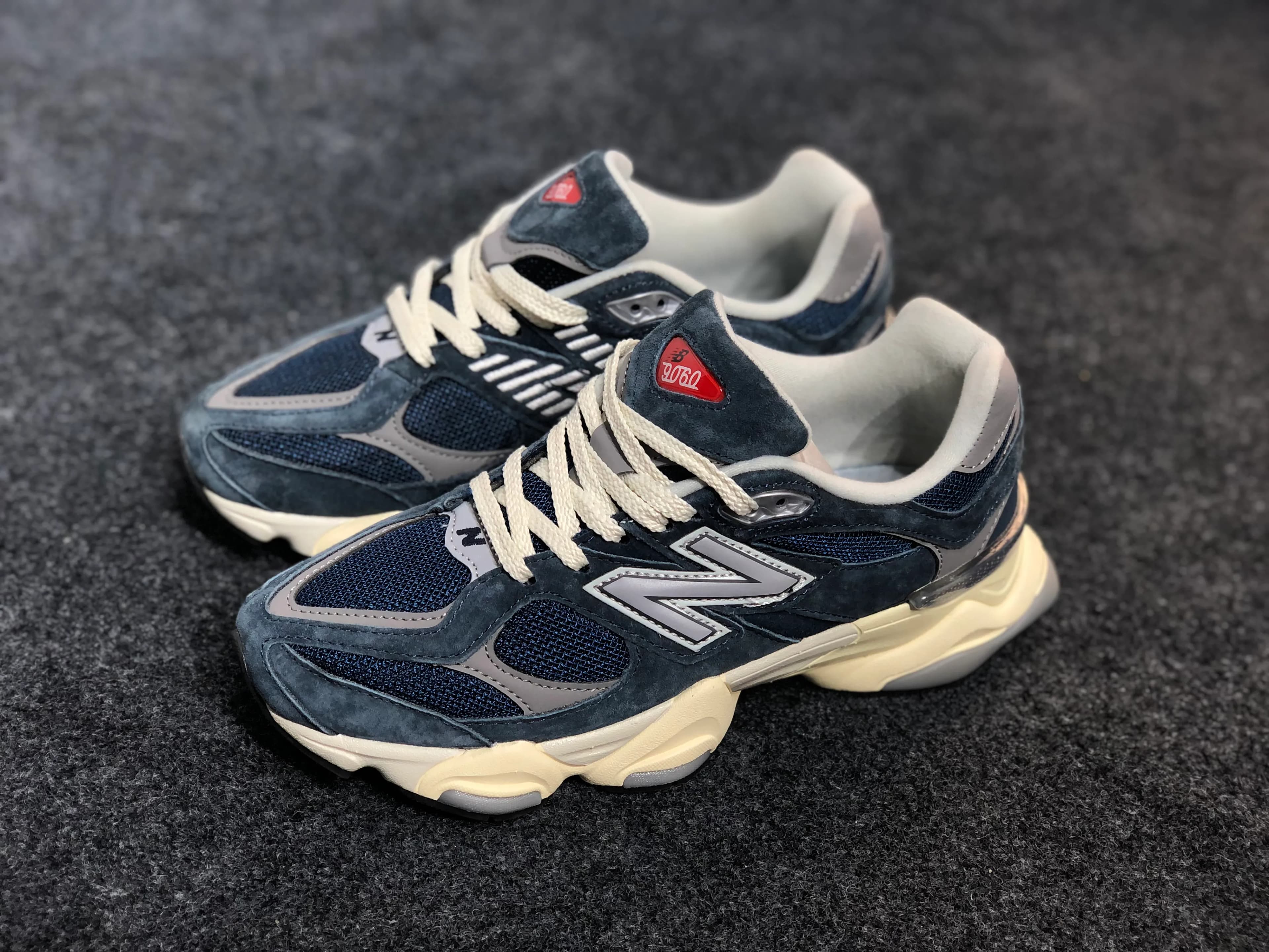 New Balance 9060 — Vintage Navy / Arctic Grey / Crimson