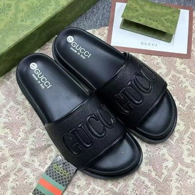 Men’s Pursuit Embossed Leather Slide Sandals
