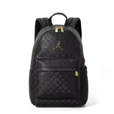 Jordan Monogram Faux Leather Backpack (Black/Gold)