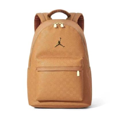 Jordan Monogram Faux Leather Backpack (Chutney Brown/Gold)