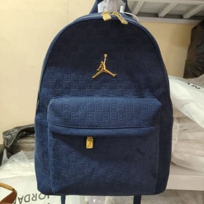 Jordan Monogram Velvet Backpack (Midnight Navy/Gold)