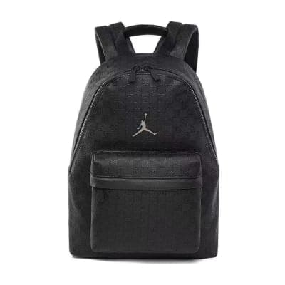 Jordan Monogram Faux Leather Backpack (Black/Metallic Silver)