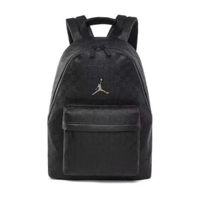 Jordan Monogram Faux Leather Backpack (Black/Metallic Silver)